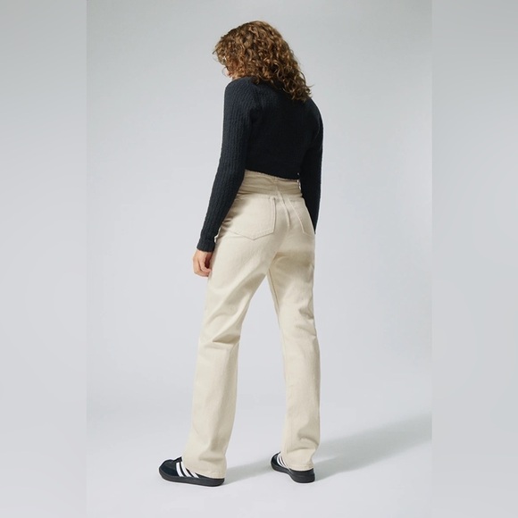 WEEKDAY ROWE Extra High Straight Jeans Tinted Ecru - Picture 4 of 13